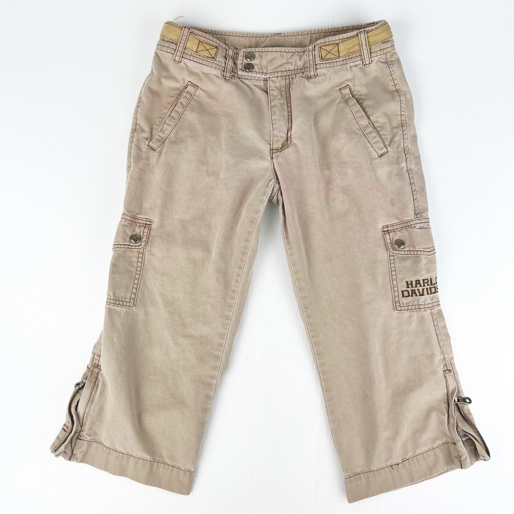 Harley-Davidson Beige Crop Cargo Capris